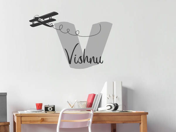Wandtattoo Vishnu mit Flugzeug