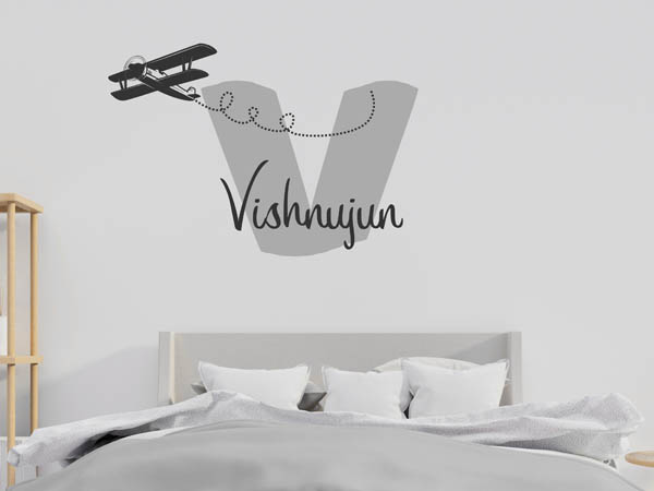 Wandtattoo Vishnujun mit Flugzeug