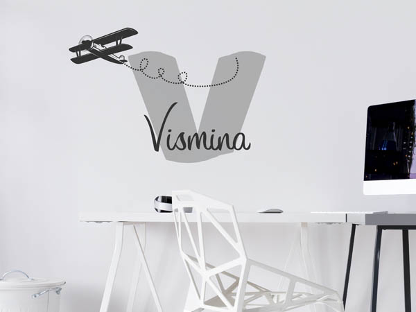 Wandtattoo Vismina mit Flugzeug