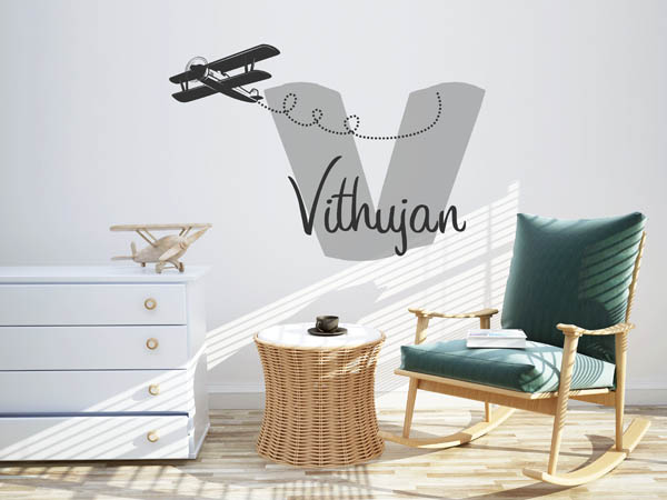 Wandtattoo Vithujan mit Flugzeug