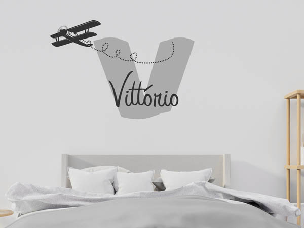 Wandtattoo Vittório mit Flugzeug