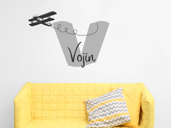 Wandtattoo Vojin mit Flugzeug