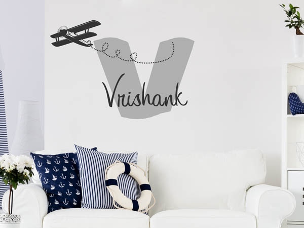 Wandtattoo Vrishank mit Flugzeug