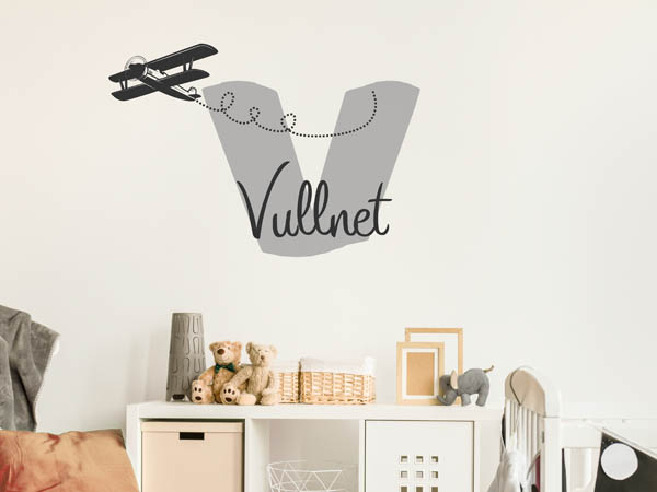 Wandtattoo Vullnet mit Flugzeug