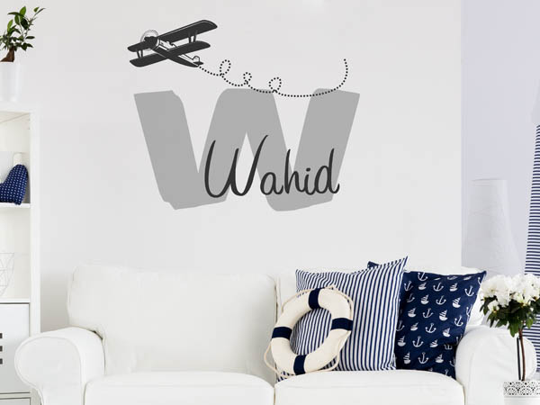 Wandtattoo Wahid mit Flugzeug