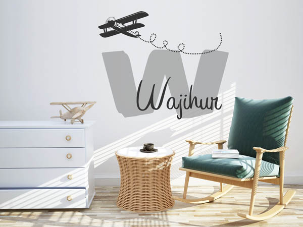 Wandtattoo Wajihur mit Flugzeug
