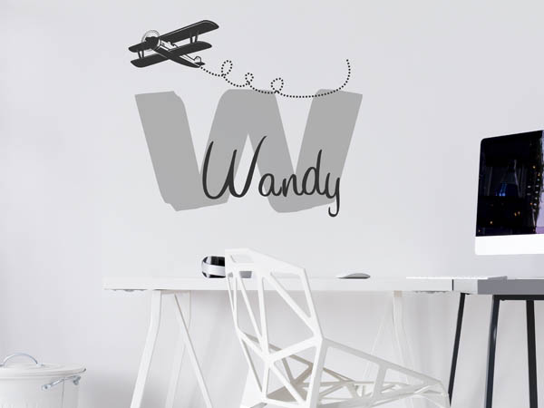 Wandtattoo Wandy mit Flugzeug