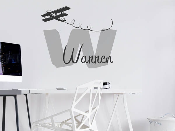 Wandtattoo Warren mit Flugzeug