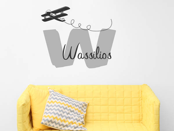 Wandtattoo Wassilios mit Flugzeug