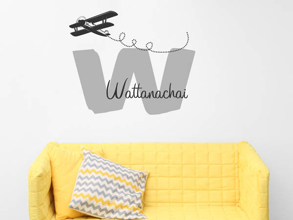 Wandtattoo Wattanachai mit Flugzeug
