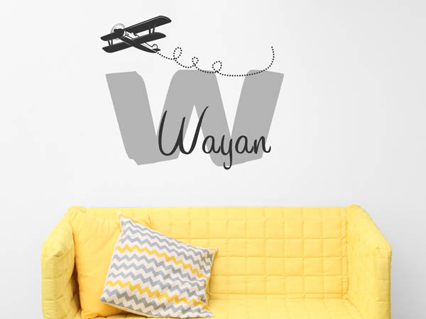 Wandtattoo Wayan mit Flugzeug