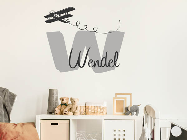 Wandtattoo Wendel mit Flugzeug