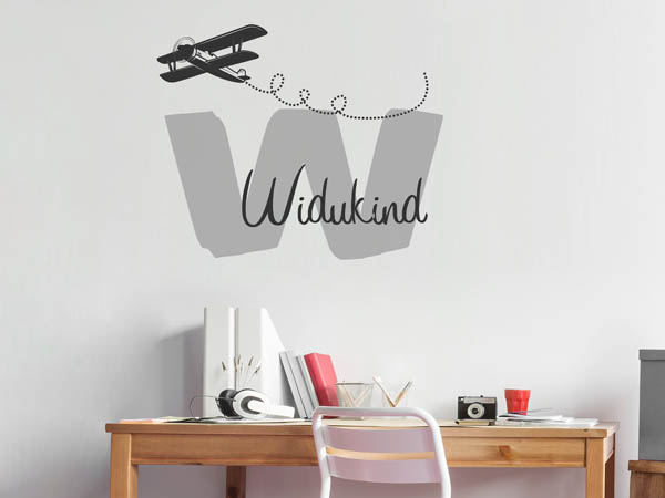 Wandtattoo Widukind mit Flugzeug