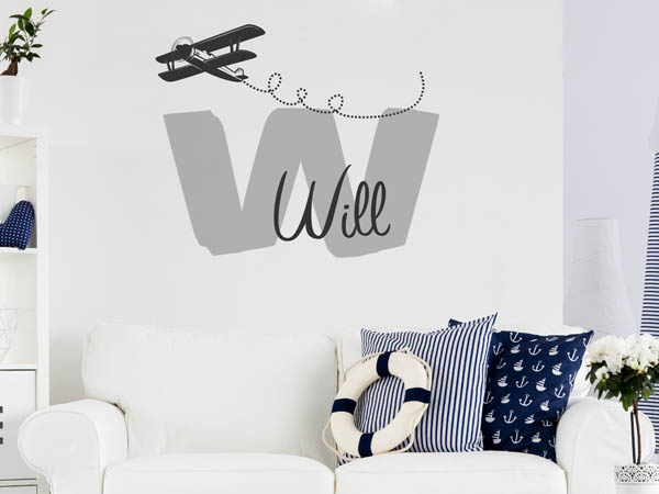Wandtattoo Will mit Flugzeug