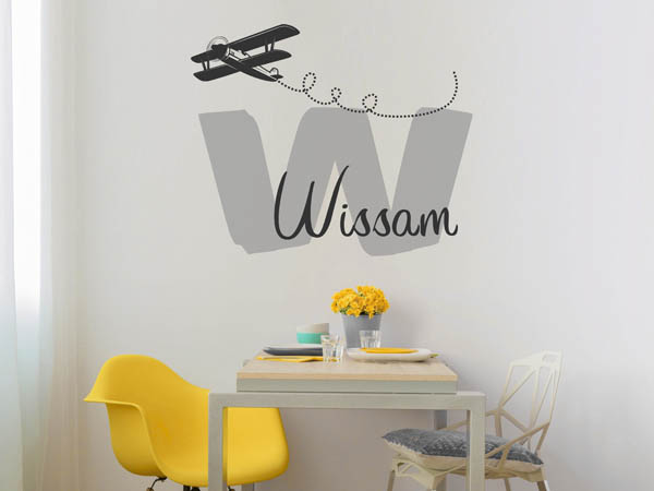 Wandtattoo Wissam mit Flugzeug