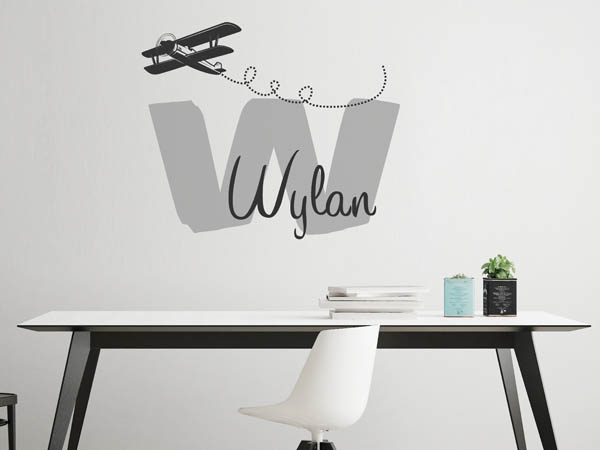 Wandtattoo Wylan mit Flugzeug