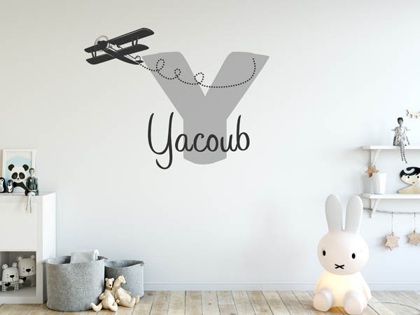 Wandtattoo Yacoub mit Flugzeug