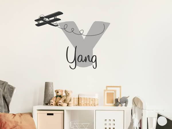 Wandtattoo Yang mit Flugzeug