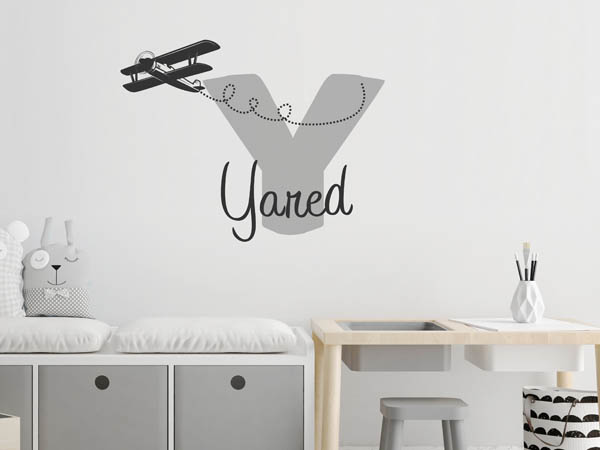 Wandtattoo Yared mit Flugzeug