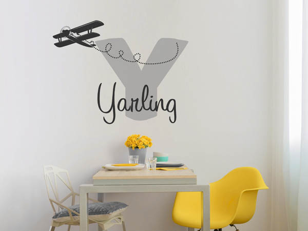 Wandtattoo Yarling mit Flugzeug