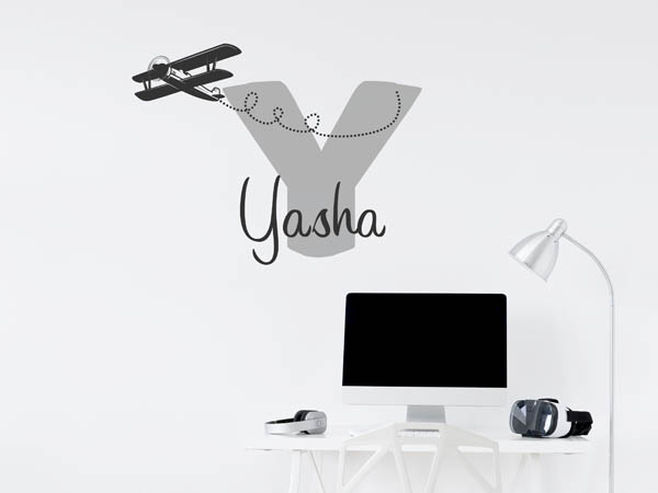 Wandtattoo Yasha mit Flugzeug