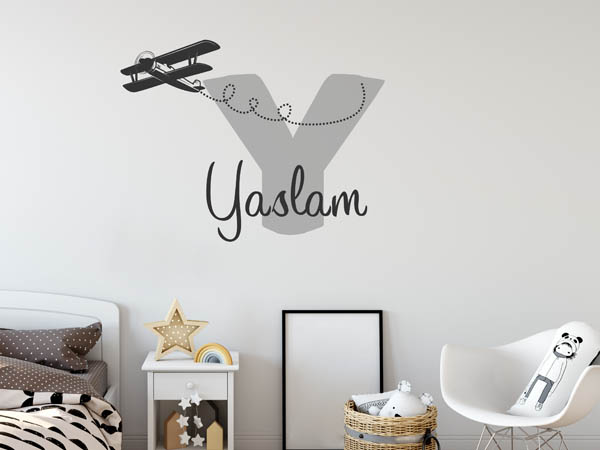 Wandtattoo Yaslam mit Flugzeug