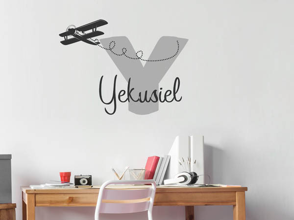 Wandtattoo Yekusiel mit Flugzeug