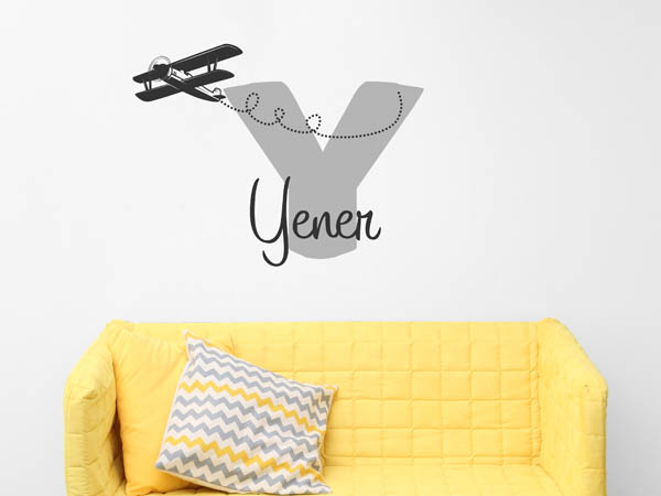 Wandtattoo Yener mit Flugzeug