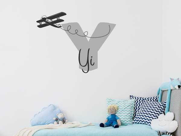 Wandtattoo Yi mit Flugzeug