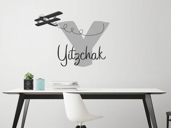 Wandtattoo Yitzchak mit Flugzeug