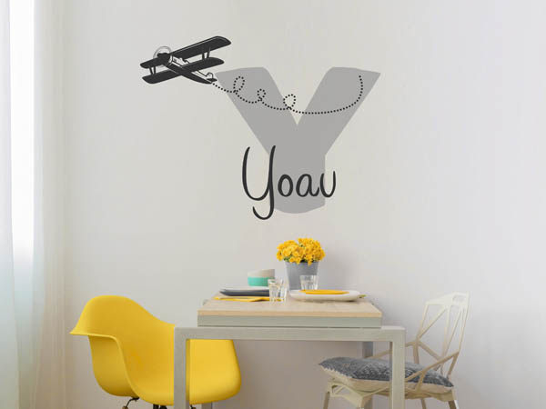 Wandtattoo Yoav mit Flugzeug