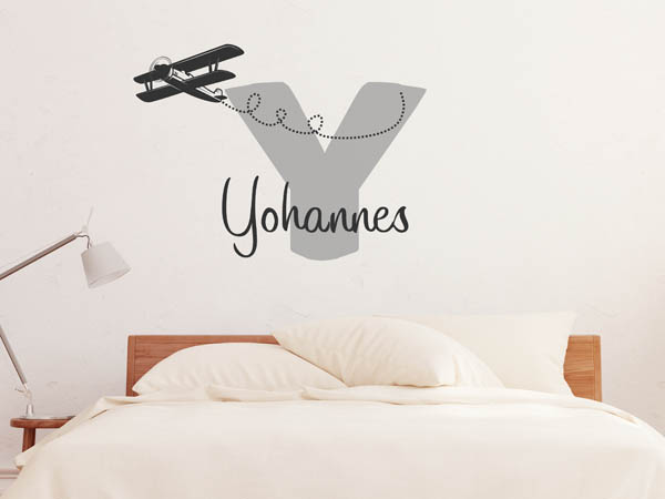 Wandtattoo Yohannes mit Flugzeug