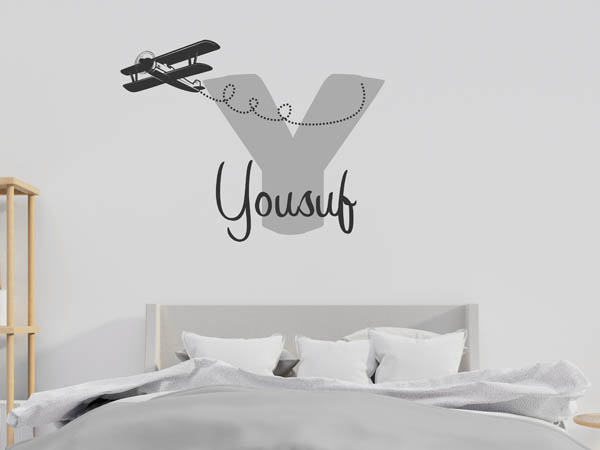 Wandtattoo Yousuf mit Flugzeug