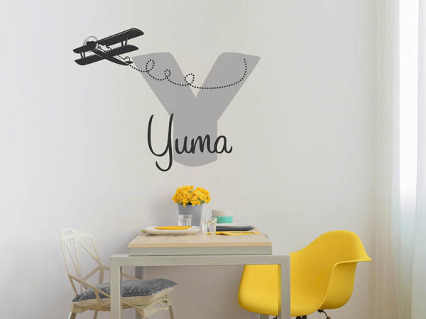 Wandtattoo Yuma mit Flugzeug