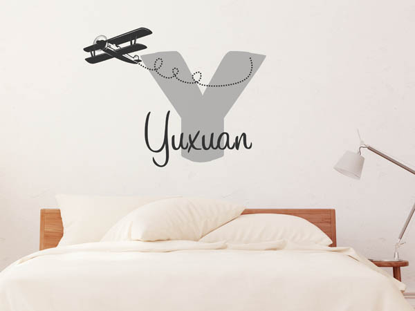 Wandtattoo Yuxuan mit Flugzeug