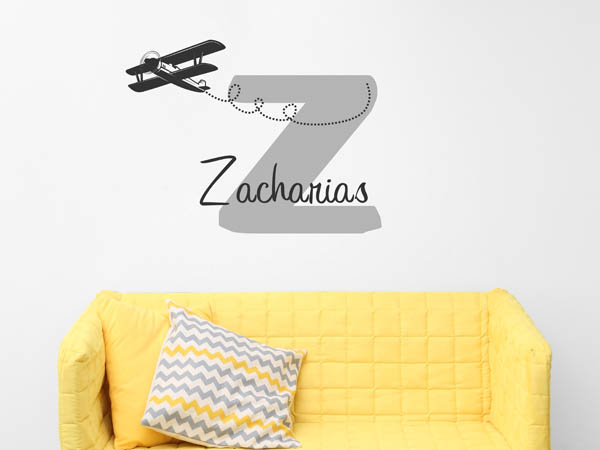 Wandtattoo Zacharias mit Flugzeug