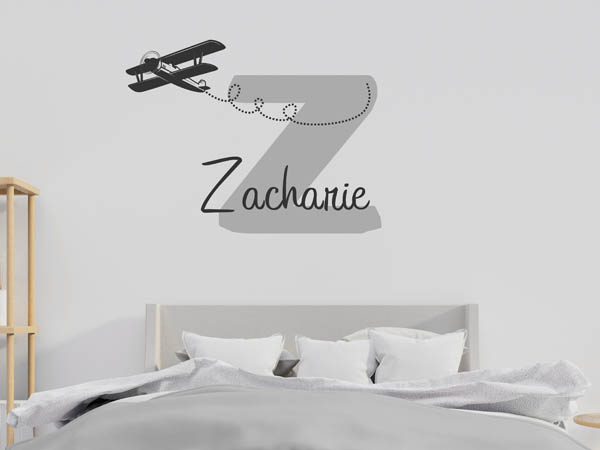 Wandtattoo Zacharie mit Flugzeug