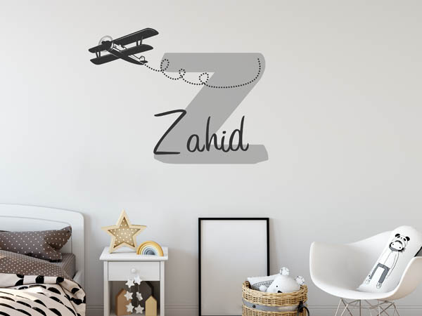 Wandtattoo Zahid mit Flugzeug