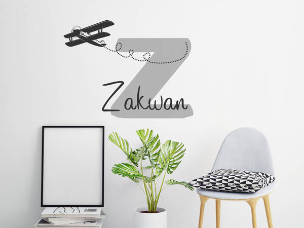 Wandtattoo Zakwan mit Flugzeug