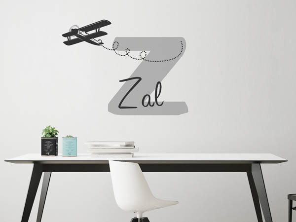 Wandtattoo Zal mit Flugzeug