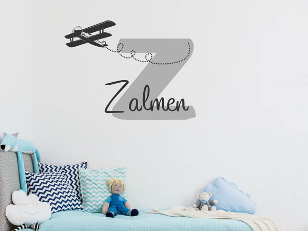 Wandtattoo Zalmen mit Flugzeug