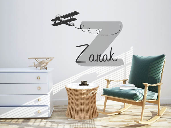 Wandtattoo Zarak mit Flugzeug