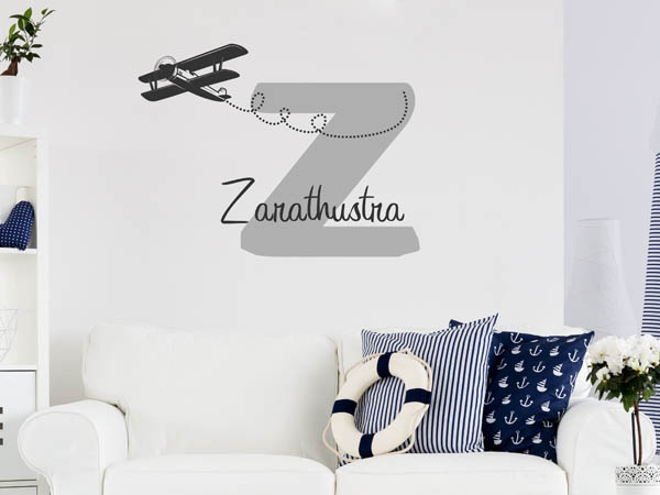 Wandtattoo Zarathustra mit Flugzeug