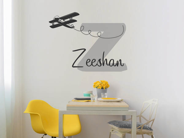 Wandtattoo Zeeshan mit Flugzeug