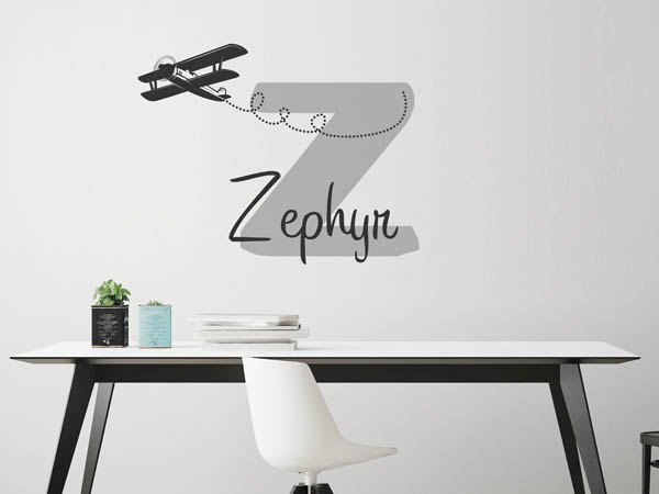 Wandtattoo Zephyr mit Flugzeug
