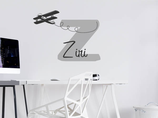 Wandtattoo Ziri mit Flugzeug