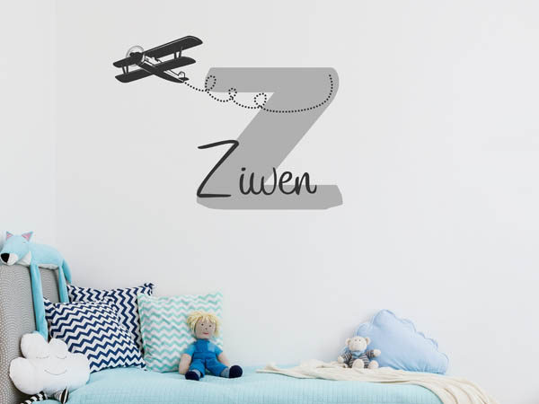 Wandtattoo Ziwen mit Flugzeug