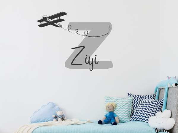 Wandtattoo Ziyi mit Flugzeug