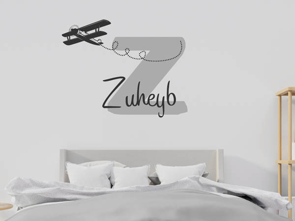 Wandtattoo Zuheyb mit Flugzeug