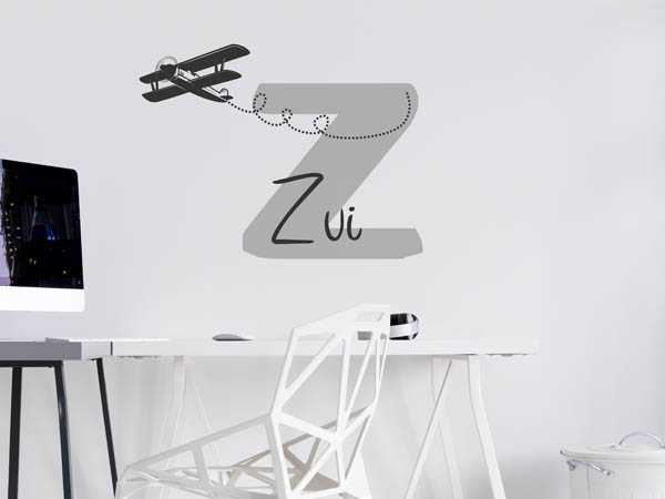 Wandtattoo Zvi mit Flugzeug